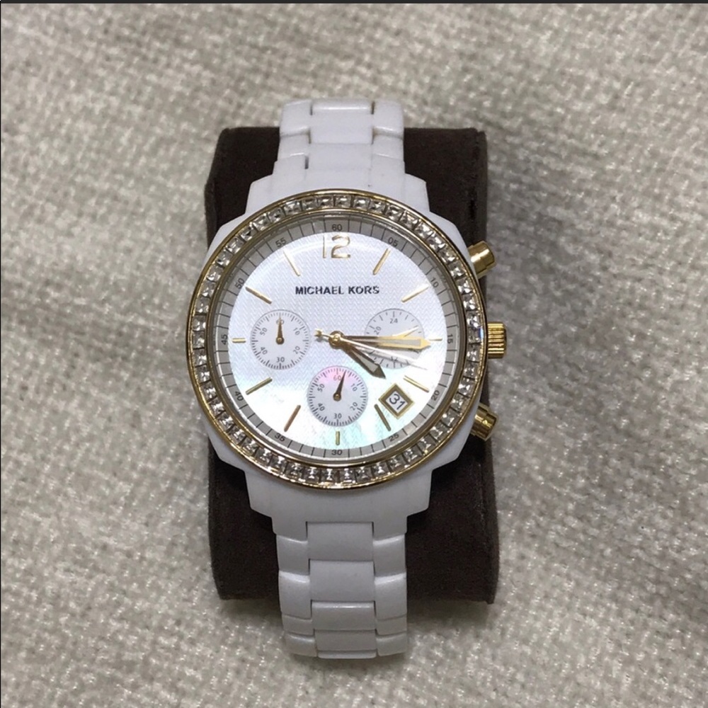 Michael Kors ceramic watch w/ Swarovski crystals